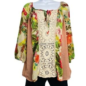 Meadow Rue Anthropologie Sheer Floral Top